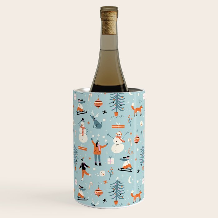 Christmas Scene Blue Wine Chiller Gallery Image 1