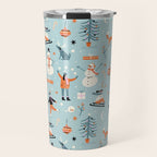 Christmas Scene Blue Travel Mug Gallery Image 1