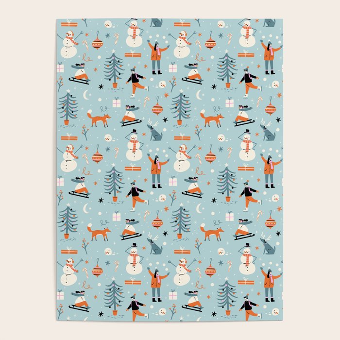Christmas Scene Blue Poster Gallery Image 4