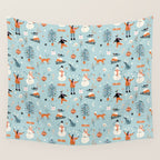 Christmas Scene Blue Wall Tapestry Gallery Image 4