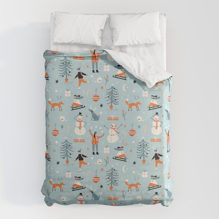 Christmas Scene Blue Duvet Cover Gallery Image 6