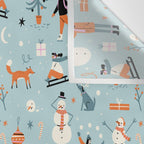 Christmas Scene Blue Wall Tapestry Gallery Image 3