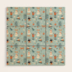 Christmas Scene Blue Wood Wall Art Gallery Image 1