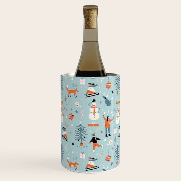 Christmas Scene Blue Wine Chiller Gallery Image 3