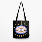 Retro evil eye - black & gold Tote Bag Gallery Image 2