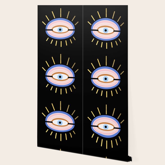 Retro evil eye - black & gold Wallpaper Gallery Image 2