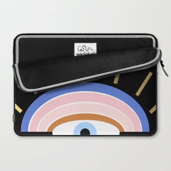 Retro evil eye - black & gold Laptop Sleeve Gallery Image 2