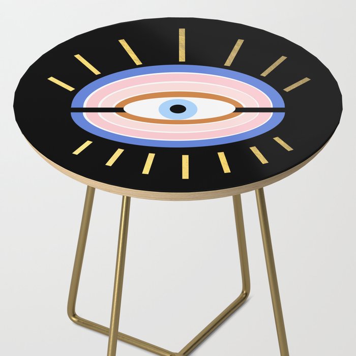 Retro evil eye - black & gold Side Table Gallery Image 2