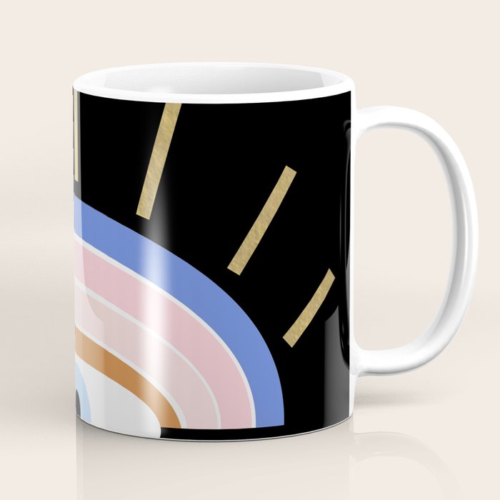 Retro evil eye - black & gold Coffee Mug Gallery Image 1