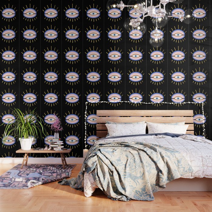 Retro evil eye - black & gold Wallpaper Gallery Image 3