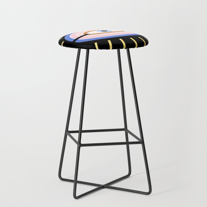 Retro evil eye - black & gold Stool Gallery Image 1