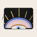 Retro evil eye - black & gold Laptop Sleeve Gallery Image 1