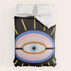 Retro evil eye - black & gold Duvet Cover Gallery Image 6