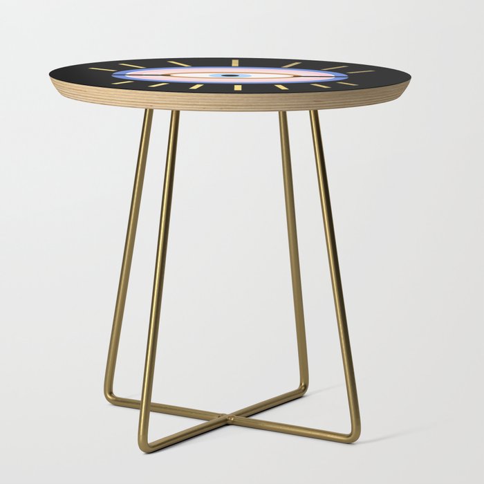 Retro evil eye - black & gold Side Table Gallery Image 1