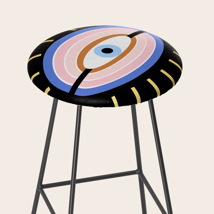 Retro evil eye - black & gold Stool Gallery Image 2