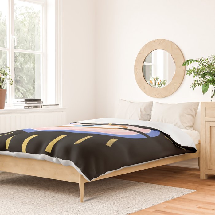 Retro evil eye - black & gold Duvet Cover Gallery Image 2