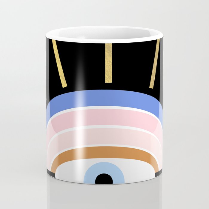 Retro evil eye - black & gold Coffee Mug Gallery Image 4