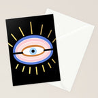 Retro evil eye - black & gold Stationery Card Gallery Image 2