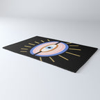 Retro evil eye - black & gold Rug Gallery Image 3