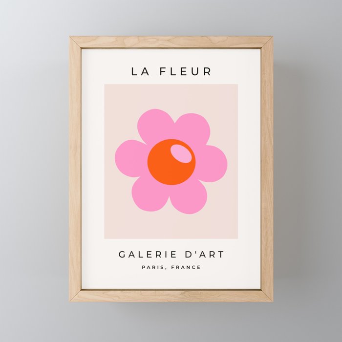 La Fleur | 05 - Abstract Retro Flower Print Pink Orange And Neutral Boho Decor Modern Floral Mini Art Print Gallery Image 1