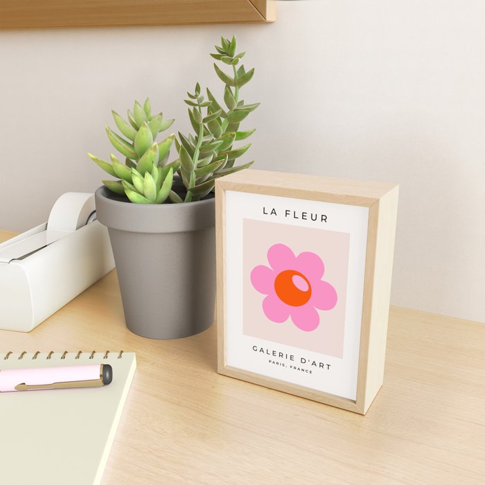 La Fleur | 05 - Abstract Retro Flower Print Pink Orange And Neutral Boho Decor Modern Floral Mini Art Print Gallery Image 2