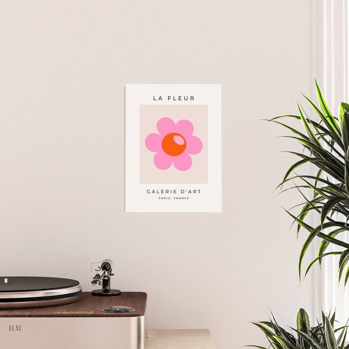 La Fleur | 05 - Abstract Retro Flower Print Pink Orange And Neutral Boho Decor Modern Floral Poster Gallery Image 2