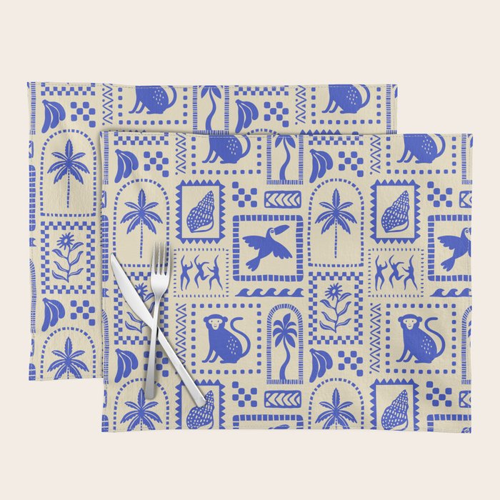 Vintage summer nature patchwork art pattern Placemat Gallery Image 1