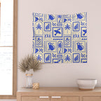 Vintage summer nature patchwork art pattern Wall Tapestry Gallery Image 2