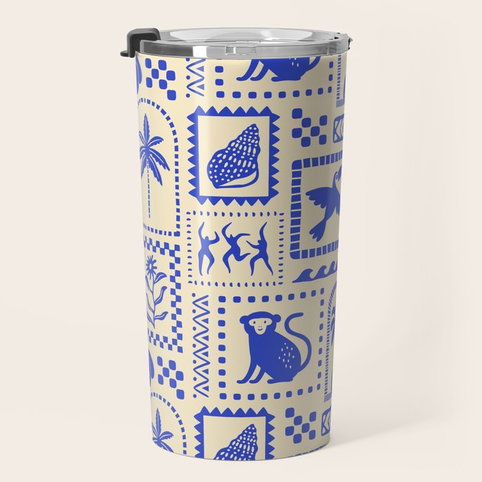 Vintage summer nature patchwork art pattern Travel Mug Gallery Image 3