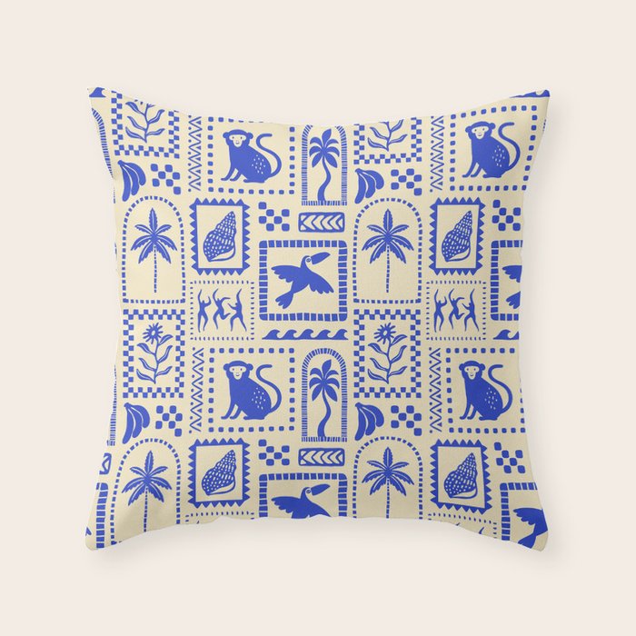 Vintage summer nature patchwork art pattern Throw Pillow Gallery Image 1