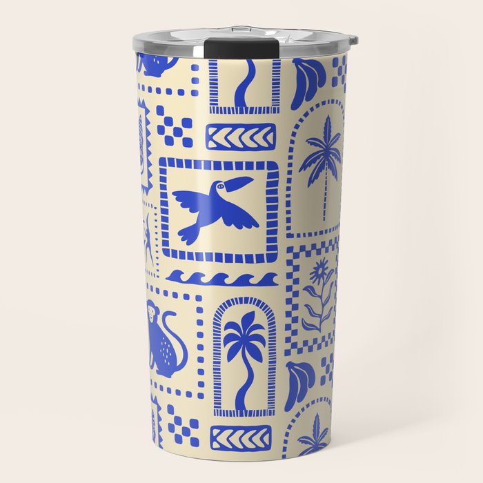 Vintage summer nature patchwork art pattern Travel Mug Gallery Image 1