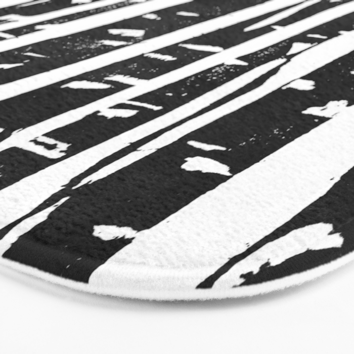 Woodcut Birches Black Bath Mat Gallery Image 3