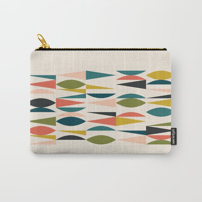 Mid Century Modern Abstract Colorful Shapes Funky Cool Minimalist Pattern Carry All Pouch Gallery Image 1
