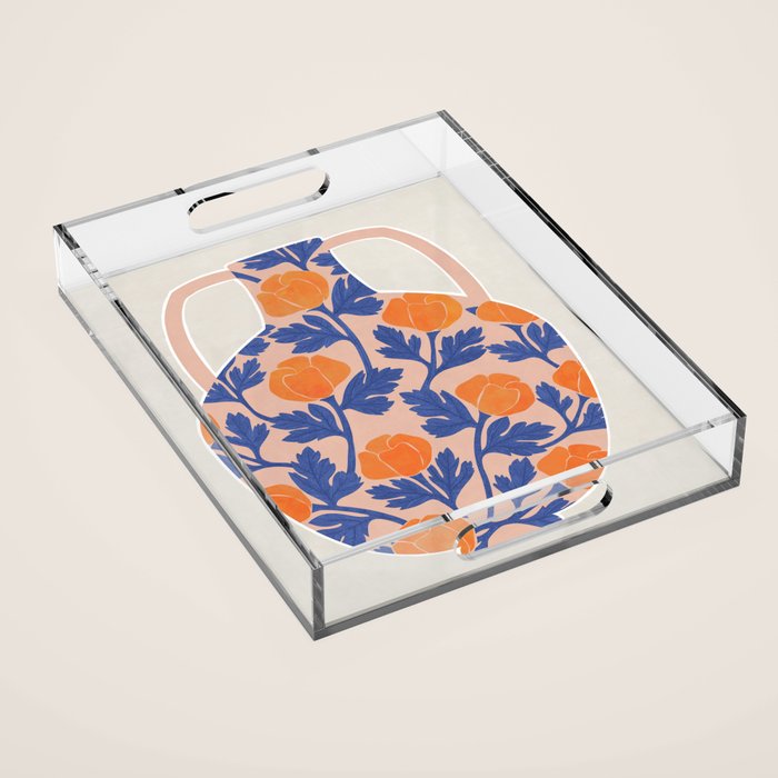 flowers and vase Acrylic Tray Gallery Image 1