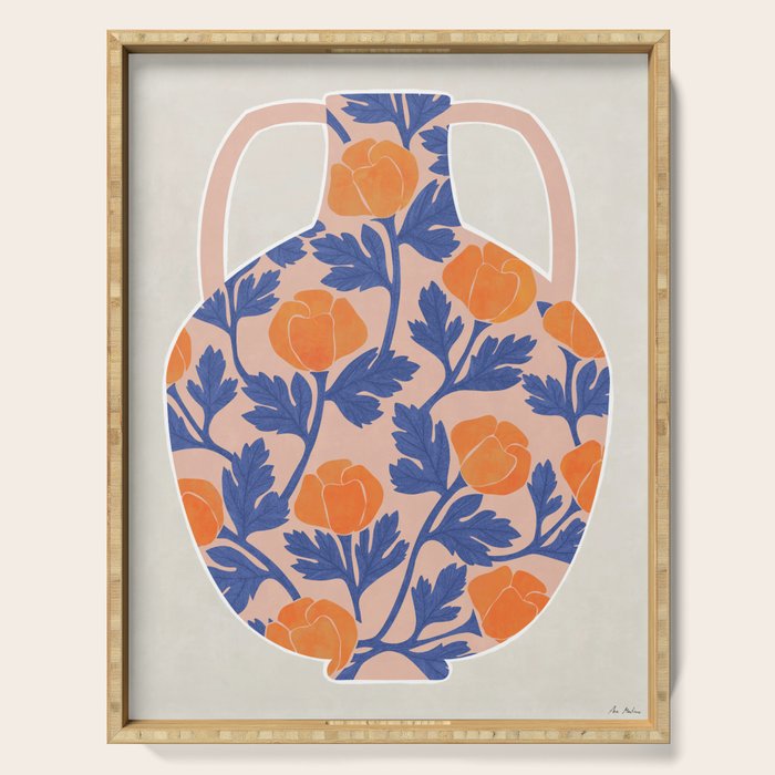 flowers and vase Serving Tray Gallery Image 1