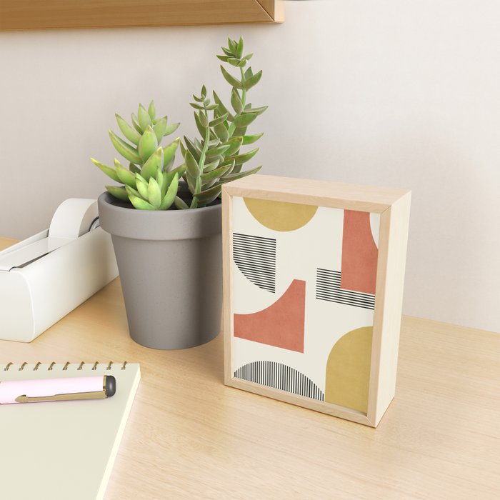 Abstract Lines Composition - Gold Orange Brown Mini Art Print Gallery Image 2