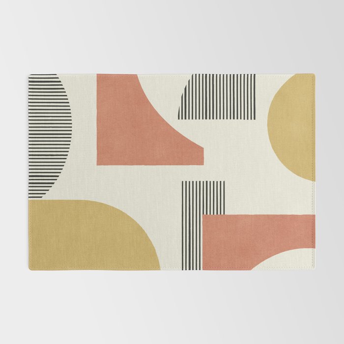 Abstract Lines Composition - Gold Orange Brown Rug Gallery Image 2