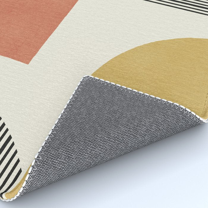 Abstract Lines Composition - Gold Orange Brown Rug Gallery Image 4