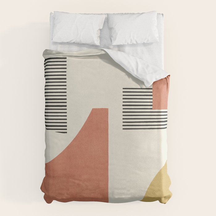 Abstract Lines Composition - Gold Orange Brown Duvet Cover Gallery Image 6