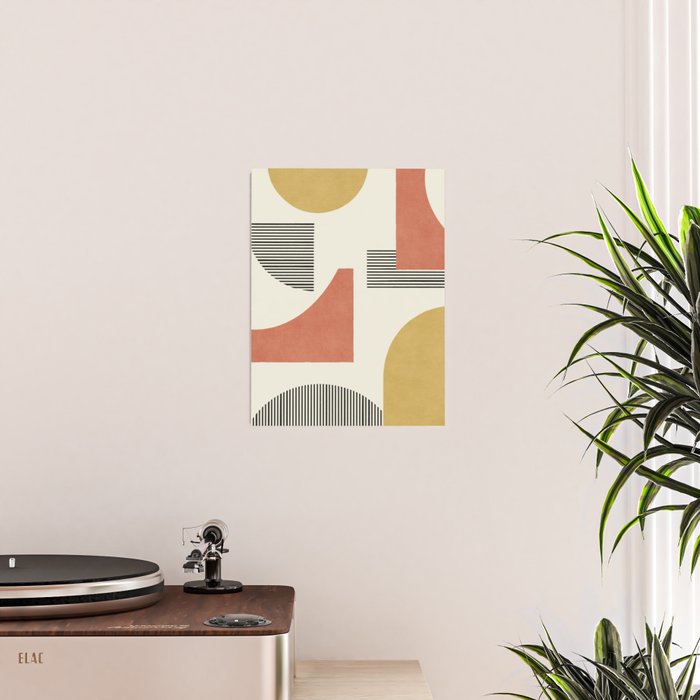 Abstract Lines Composition - Gold Orange Brown Poster Gallery Image 2