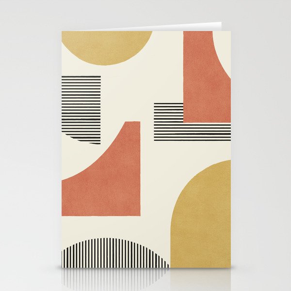 Abstract Lines Composition - Gold Orange Brown Stationery Card Gallery Image 1