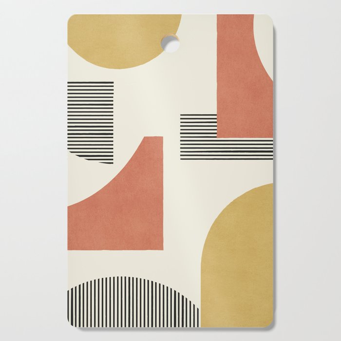 Abstract Lines Composition - Gold Orange Brown Cutting Board Gallery Image 1