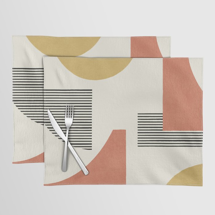 Abstract Lines Composition - Gold Orange Brown Placemat Gallery Image 1
