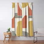 Abstract Lines Composition - Gold Orange Brown Window Curtain Gallery Image 5