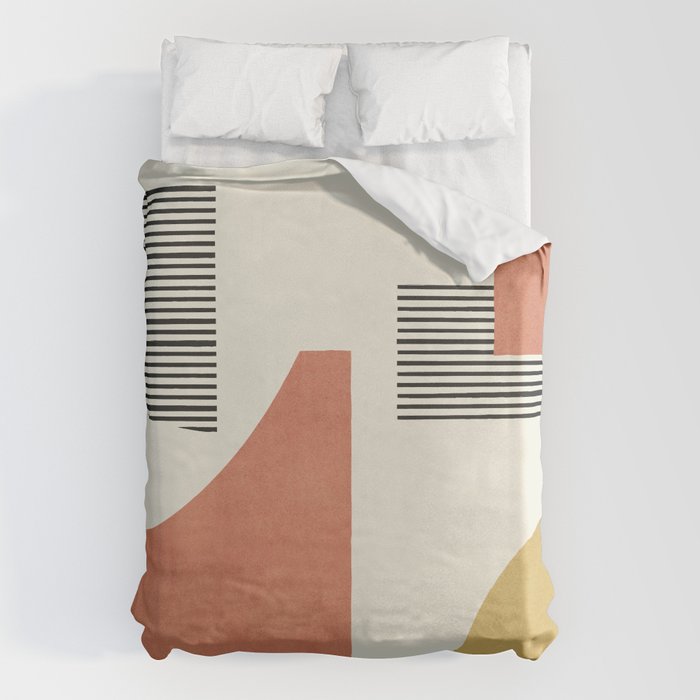 Abstract Lines Composition - Gold Orange Brown Duvet Cover Gallery Image 6