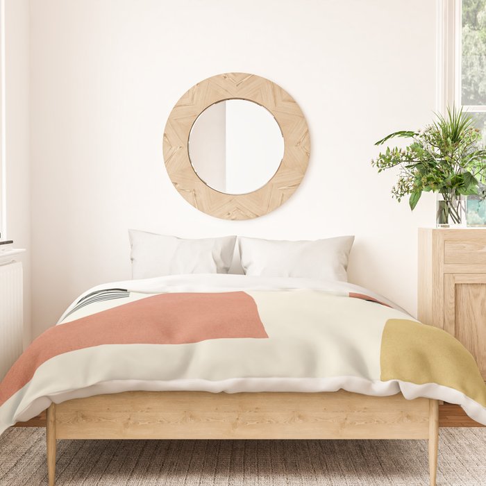 Abstract Lines Composition - Gold Orange Brown Duvet Cover Gallery Image 3