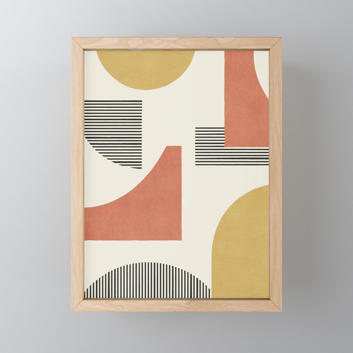 Abstract Lines Composition - Gold Orange Brown Mini Art Print Gallery Image 1