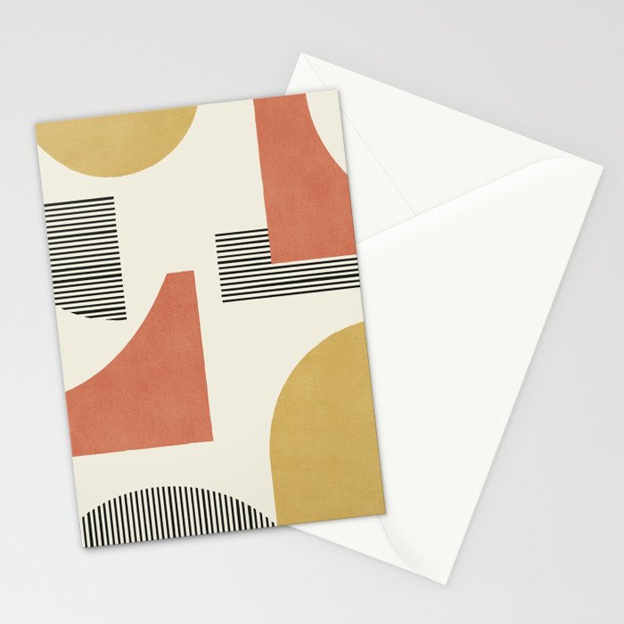 Abstract Lines Composition - Gold Orange Brown Stationery Card Gallery Image 2