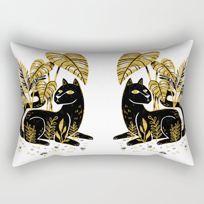 Gold & Black Panther Rectangular Pillow Gallery Image 1