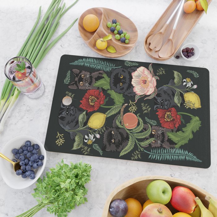 Botanical and Black Cats Cutting Board Gallery Image 2
